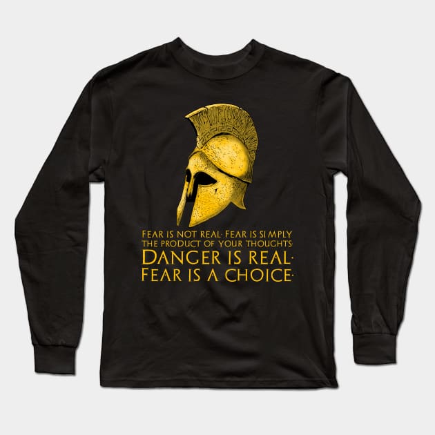 Motivational & Inspiring Stoic Quote Ancient Greek Hoplite Helmet Long Sleeve T-Shirt by Styr Designs